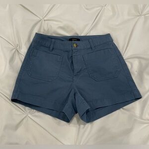 new, never worn quince stretch cotton chino patch pocket shorts in aegean blue 0